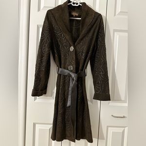 Vintage and rare find Glen Arthur for Chester 100% suede leather brown long coat